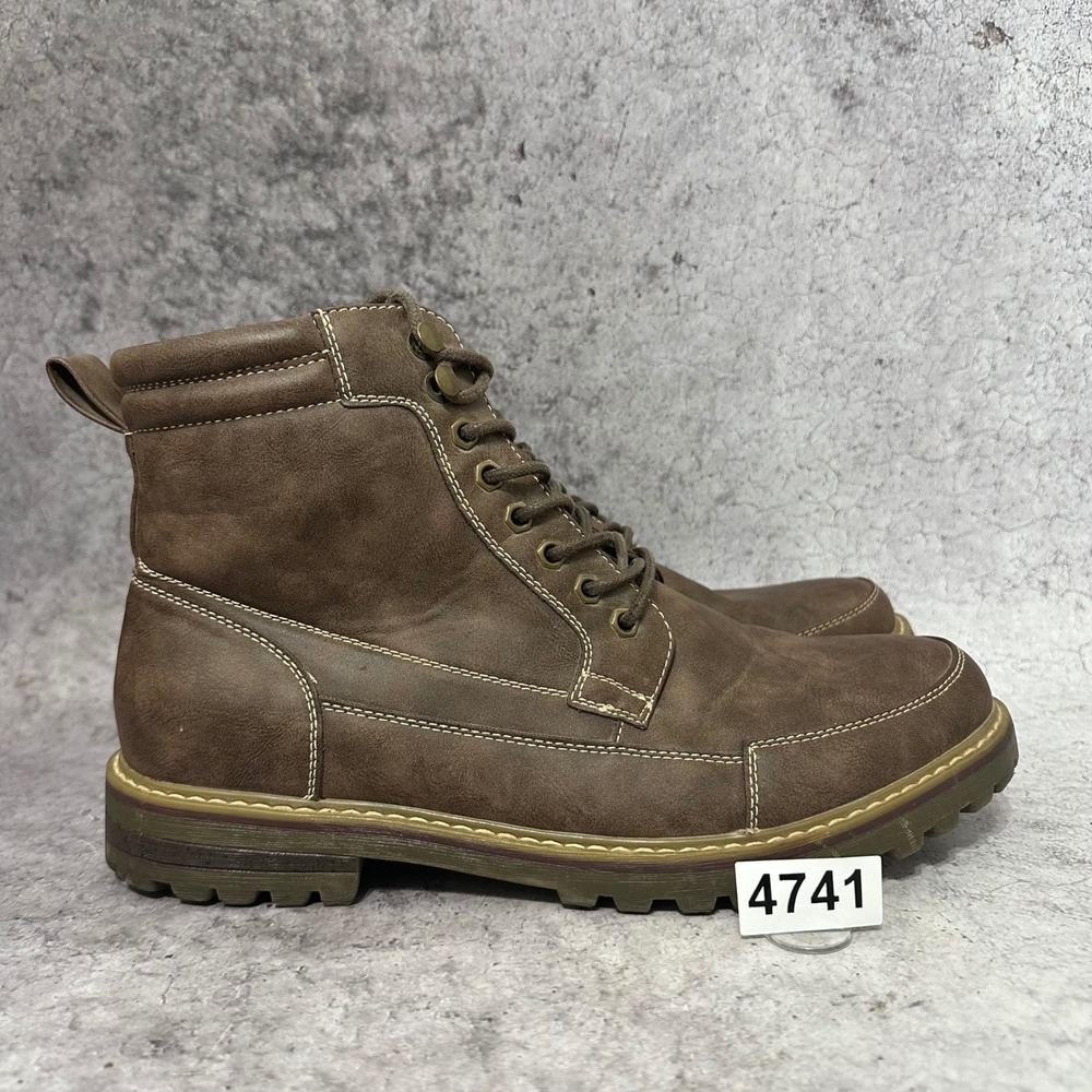 Bruno Marc Engle-01 Boots Mens 10.5 Brown Combat Motorcycle Side Zip Lug